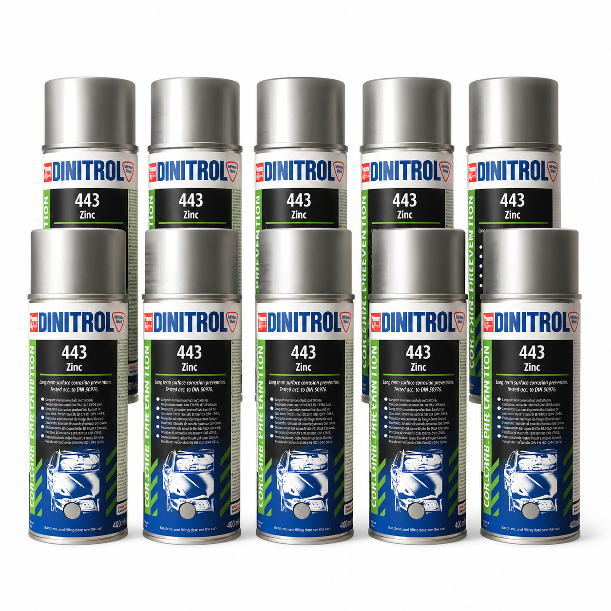12 x 400ml DINITROL 443 Zinc Long Term Surface Corrosion Prevention | All Metals