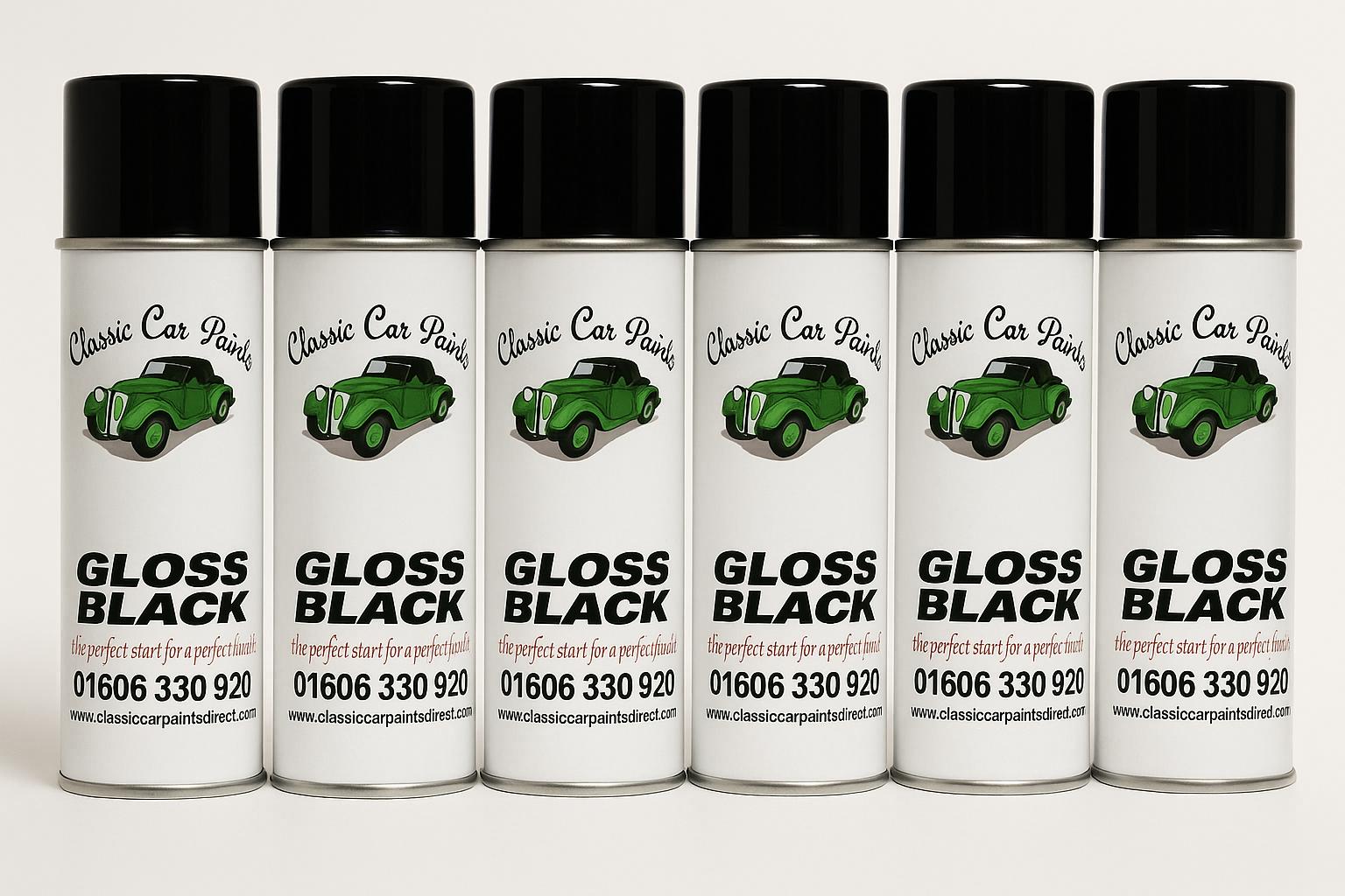 4 X Classic Car Paint Direct Gloss Black Aerosol 500ml
