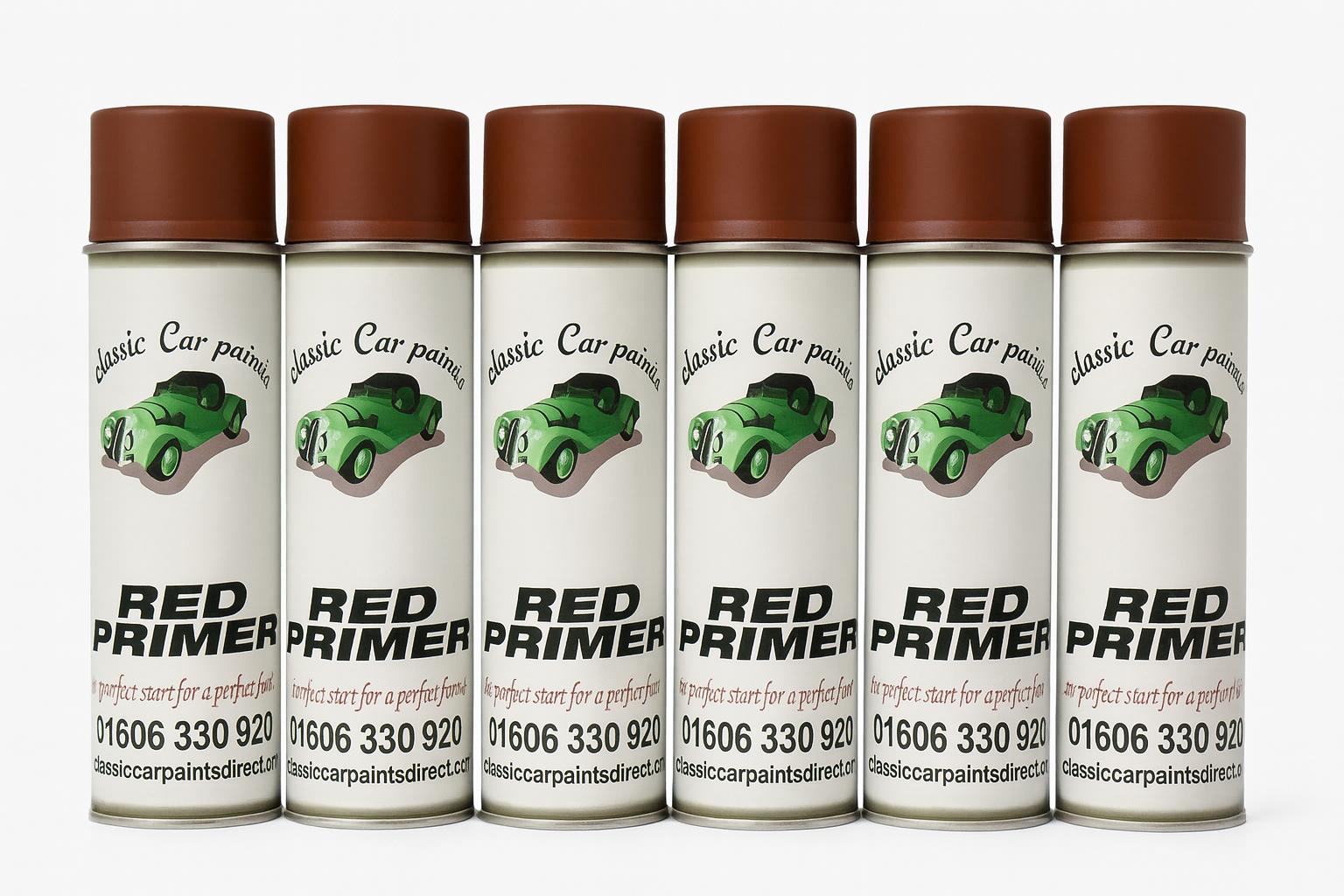 4 X Classic Car Paints Direct Red Primer Aerosol 500ml