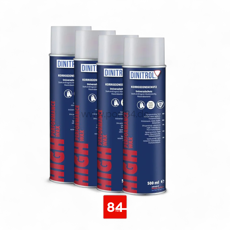 DINITROL HIGH PERFORMANCE UNDERBODY WAX CLEAR 500ml AEROSOL RUST PROOFING 4x