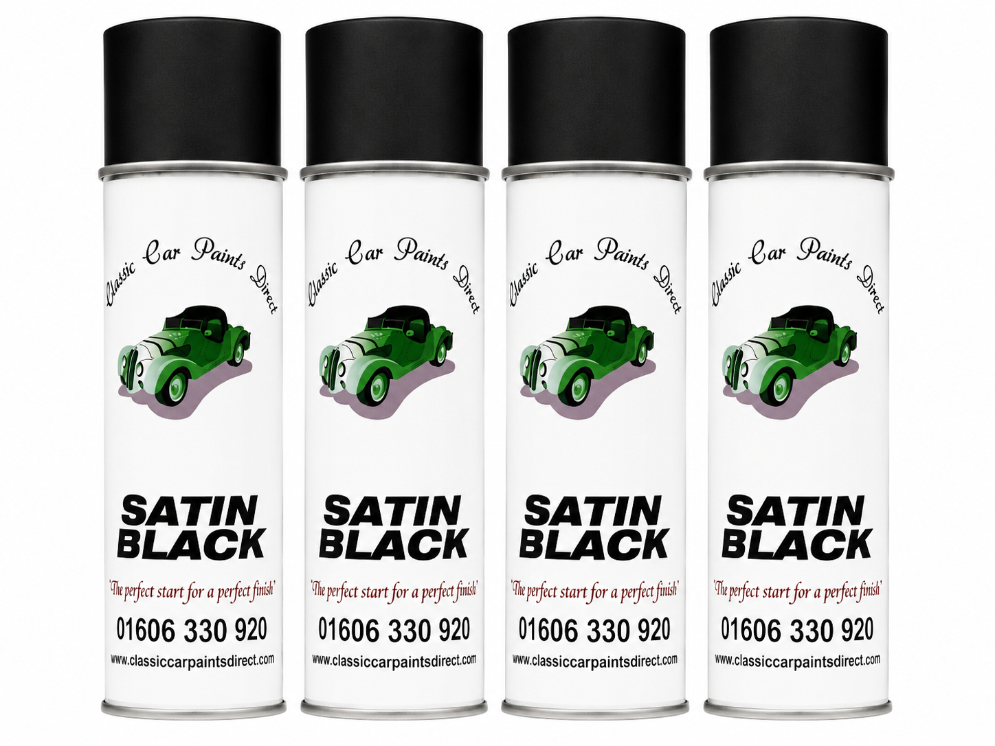 4 X Classic Car Paints Direct Satin Black Aerosol 500ml