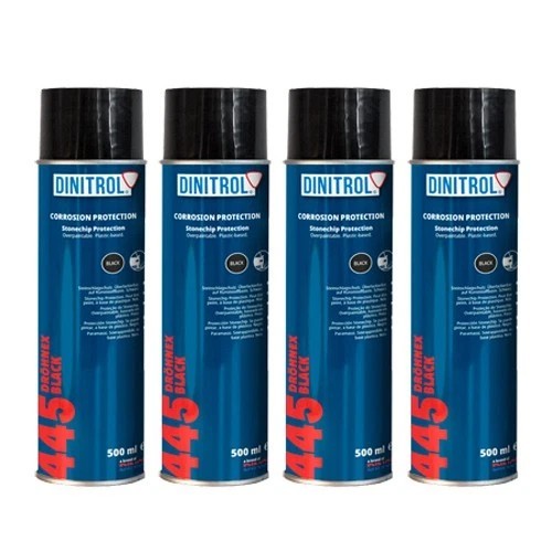 DINITROL 445 Black Stonechip Stone Chip 500ml Aerosol Wheel Arches Protect x 4