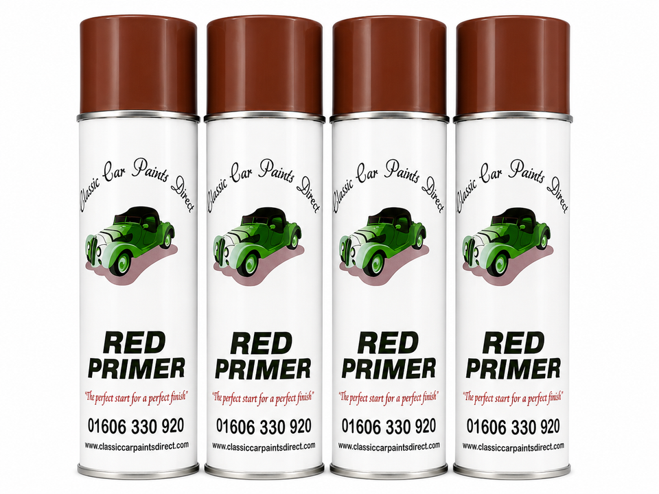 4 X Classic Car Paints Direct Red Primer Aerosol 500ml