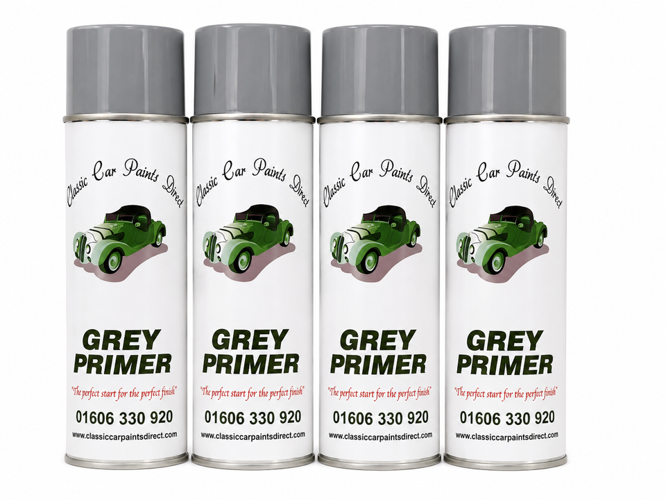 4 X Classic Car Paints Direct Grey Primer Aerosol 500ml